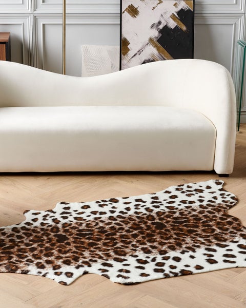 Kunstfell-Teppich Leopard braun / weiß 150 x 200 cm BOGONG