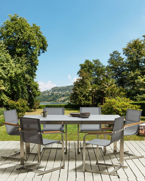 Gartenstuhl 6er Set COSOLETO Edelstahl Grau