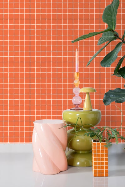 ESTAhome Tapete Karomuster Orange - 50 x 900 cm - 131270