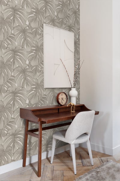 Origin Wallcoverings Tapete 3D Muster Blätter Grau - 50 x 900 cm - 347914