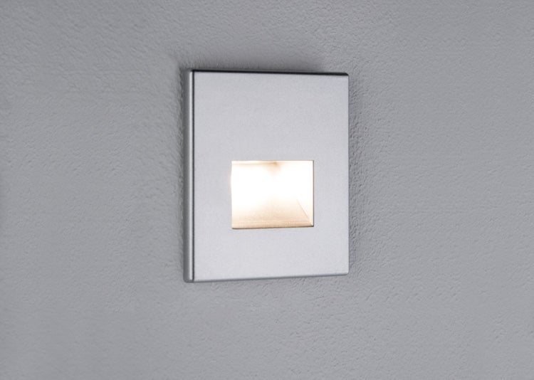 Set LED Wandeinbauleuchte Edge 3er-Set eckig 80x5mm 3x1,2W 3x50lm 230V 2700K Chrom matt