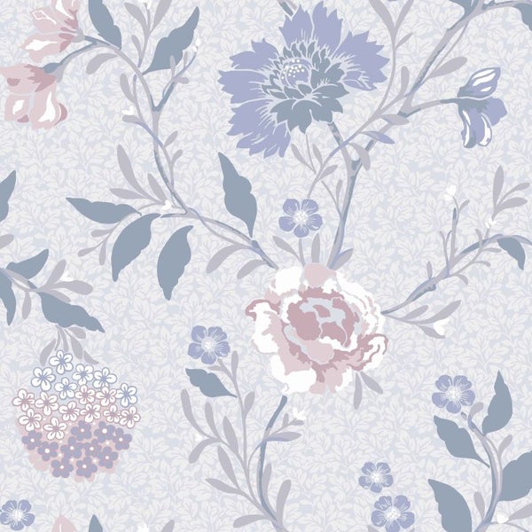 Duro Tapete Blumen Hellblau - 53 cm x 10.05 m - 661164