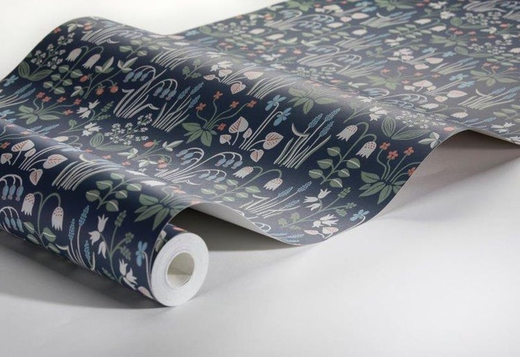 Borastapeter Tapete Blumen Graublau - 53 cm x 10.05 m - 660420