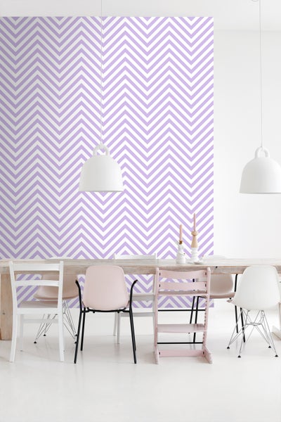 ESTAhome Tapete Zickzackmuster Violett und Weiß - 50 x 900 cm - 131407