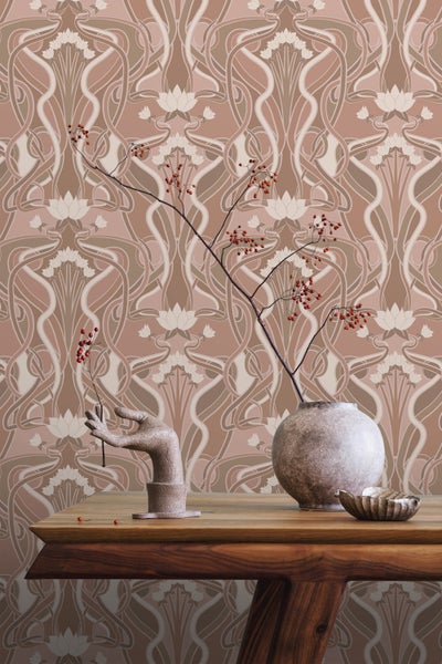 ESTAhome Tapete Blumenmuster im Jugendstil Altrosa - 50 x 900 cm - 139895