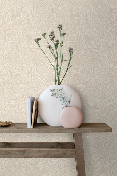 ESTAhome Tapete 3d Wellenförmige Linien Hellbeige - 53 cm x 10.05 m - 139660