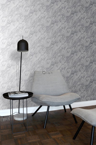 Origin Wallcoverings Tapete Marmor-Optik Elfenbeinweiß - 53 cm x 10.05 m - 347388