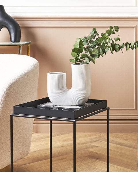 Dekorative weiße Keramikvase mit zwei Öffnungen