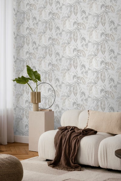 Sanders und Sanders Tapete Blätter Grau - 53 cm x 10 m - 640216