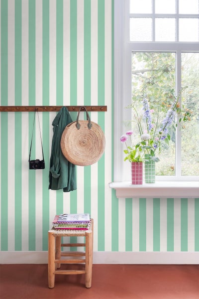 ESTAhome Tapete Streifen Mintgrün und Weiß - 53 cm x 10.05 m - 139910