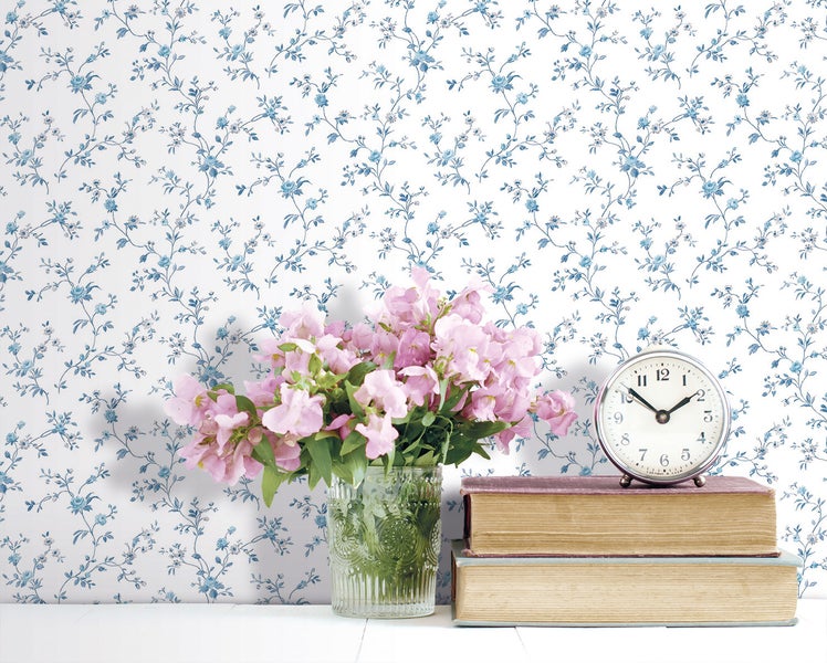 Sanders und Sanders Tapete Blumen Blau und Weiß - 53 cm x 10 m - 640407