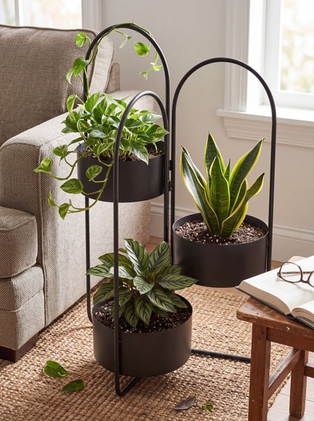 Pflanzenständer COLUTENA 56 cm Metall Schwarz