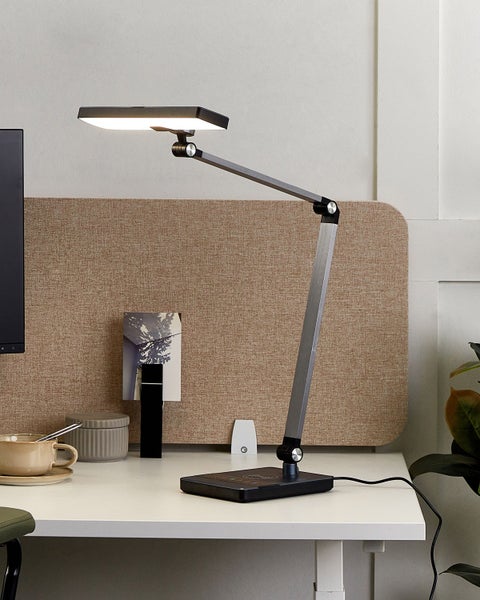 LED Schreibtischlampe LACERTA mit kabellosem Ladegerät Metall Schwarz