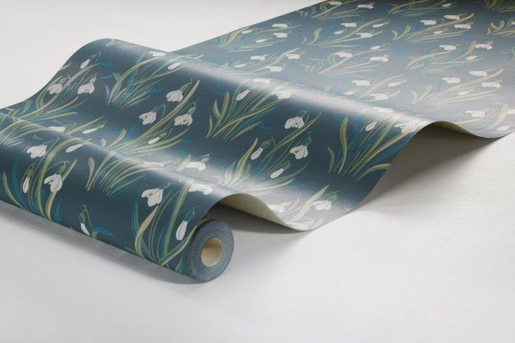 Borastapeter Tapete Blumen Graublau - 53 cm x 10.05 m - 660592