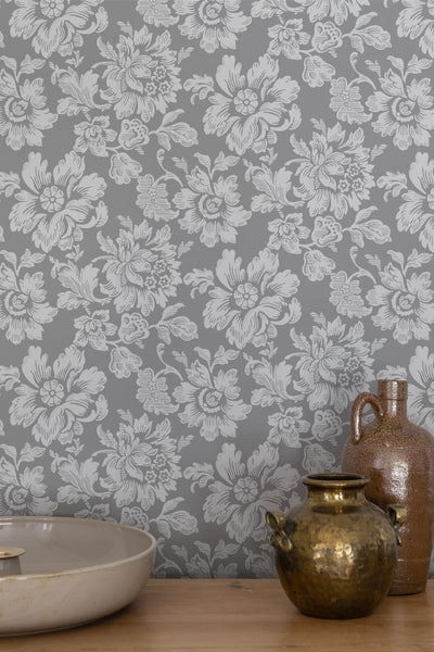 Duro Tapete Blumen Grau - 53 cm x 10.05 m - 661195