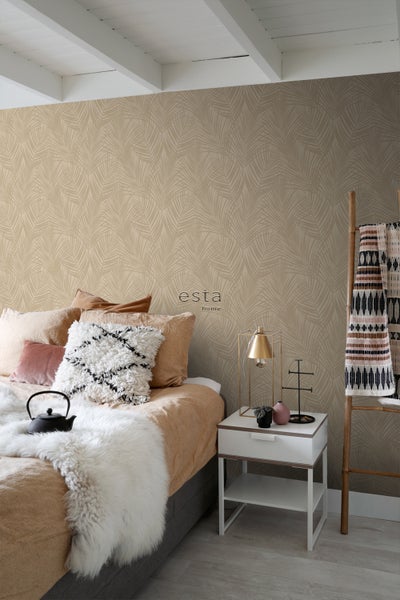 ESTAhome Tapete Palmblätter Beige - 53 cm x 10.05 m - 139431