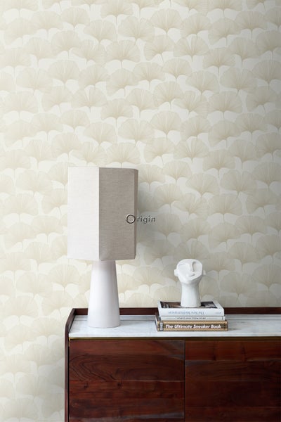 Origin Wallcoverings Tapete Ginkgoblätter Beige und Gold - 53 cm x 10.05 m - 347730