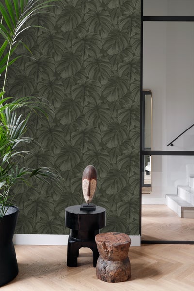 Origin Wallcoverings Tapete 3D Muster Blätter Dunkelgrün - 50 x 900 cm - 347920