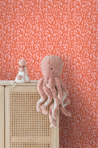 ESTAhome Tapete Koralle Orange und Rosa - 50 x 900 cm - 131015