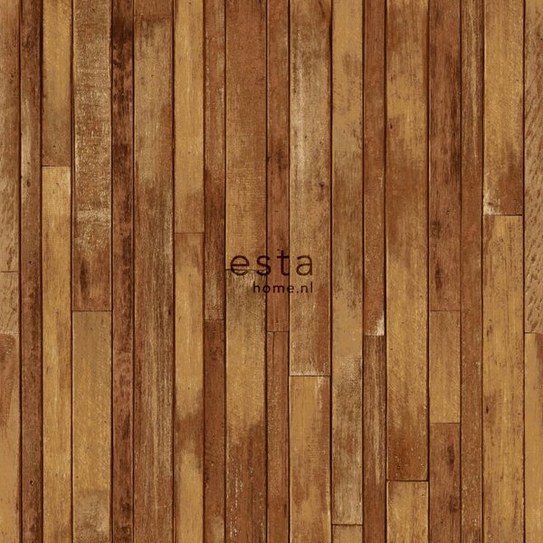 ESTAhome Tapete Holz-Optik Orangebraun - 53 cm x 10.05 m - 138811