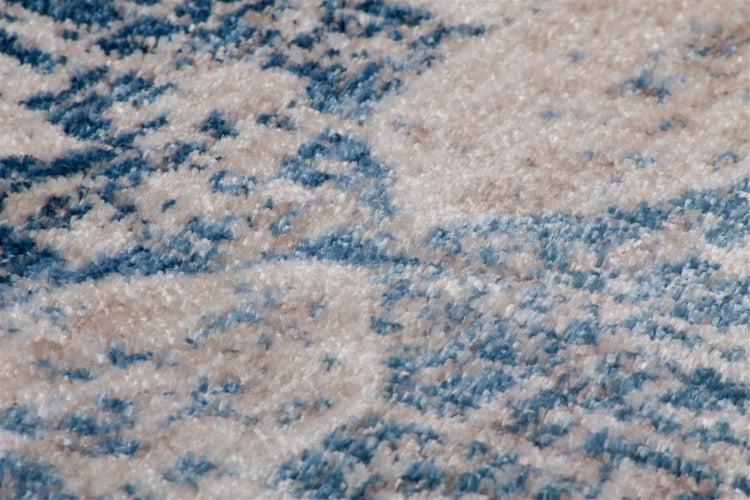 Kurzflor Teppich Elaisa Creme / Blau Vintage 80 x 150 cm