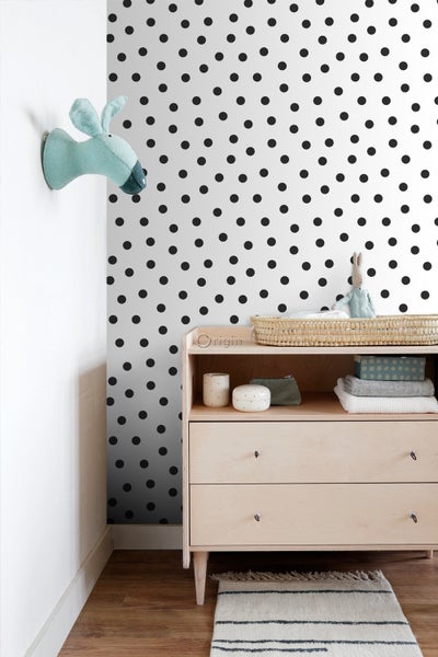 Origin Wallcoverings Tapete Punkte Schwarz-Weiß - 53 cm x 10.05 m - 347675