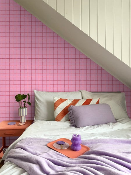ESTAhome Tapete Karomuster Rosa - 50 x 900 cm - 131597
