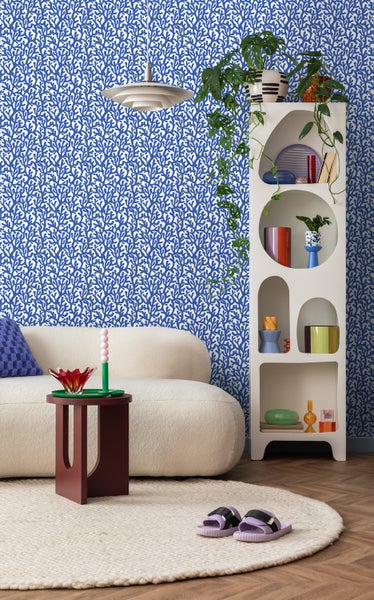 ESTAhome Tapete Koralle Blau und Weiß - 50 x 900 cm - 131014