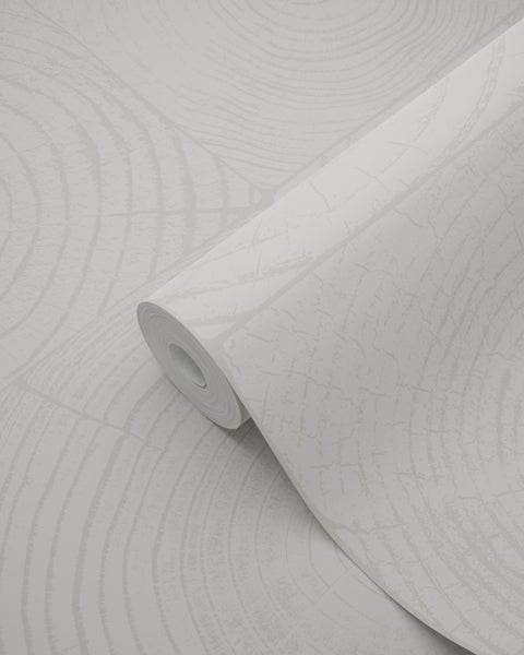 Origin Wallcoverings Tapete Querschnitte von Baumstämmen Elfenbeinweiß - 53 cm x 10.05 m - 347546