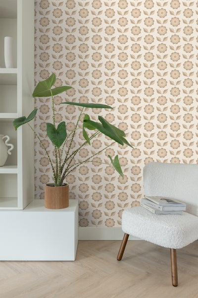 ESTAhome Tapete Blumen Beige - 50 x 900 cm - 130976