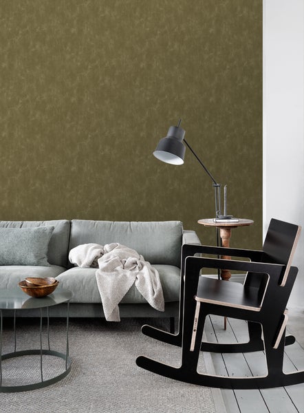 ESTAhome Tapete mit malerischem Effekt Khaki-Grün - 53 cm x 10.05 m - 148723