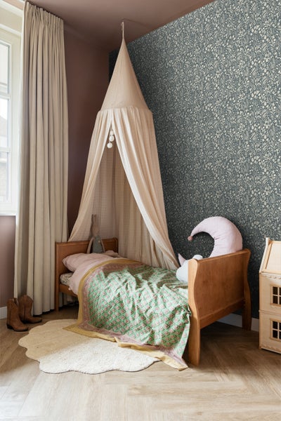 ESTAhome Tapete Blumen Blaugrün - 50 x 900 cm - 131249