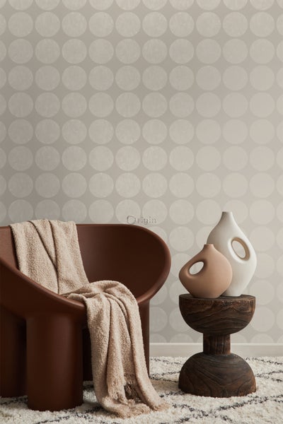 Origin Wallcoverings Tapete große verwitterte Kugeln Silber - 53 cm x 10.05 m - 347607