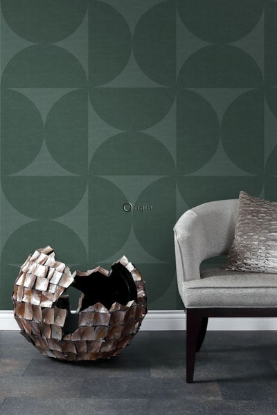 Origin Wallcoverings XXL-Vliestapete Halbkreise Dunkelgrün - 50 x 900 cm - 357225