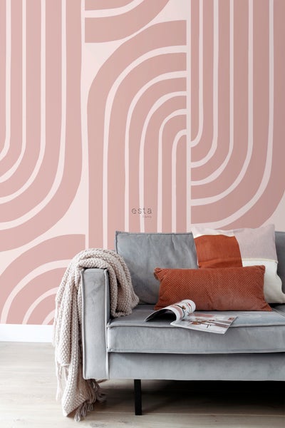 ESTAhome Fototapete Art Decó Muster Altrosa - 150 x 279 cm - 159254