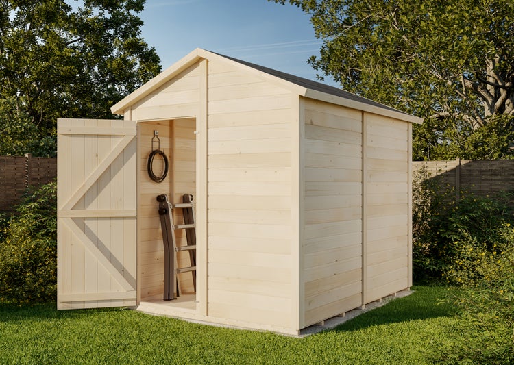 Storehaus Gerätehaus Stefanie Gerätehaus aus Holz, Geräteschrank mit 12 mm Wandstärke, Gartenhaus, Naturbelassen 2,1x2,8m