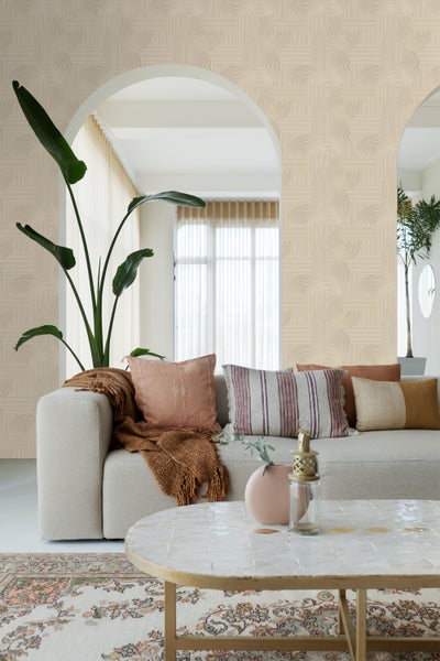ESTAhome Tapete 3D-Muster Sandbeige - 50 x 900 cm - 139645