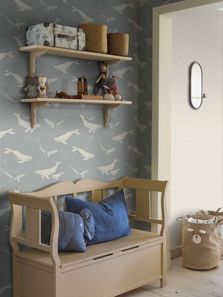 Borastapeter Tapete Walen Graublau - 53 cm x 10.05 m - 660626