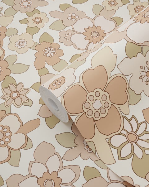 ESTAhome Tapete Retro Blumen Beige - 50 x 900 cm - 131526
