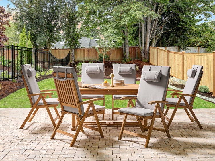 Gartenmöbel Set 6-Sitzer JAVA PREMIUM Akazienholz Hellgrau