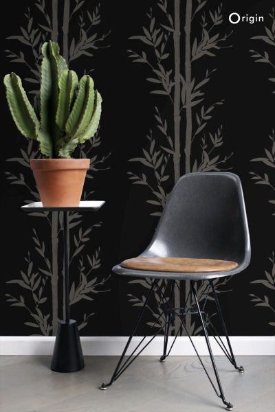 Origin Wallcoverings Tapete Bambusmuster Schwarz und Grau - 53 cm x 10.05 m - 345748