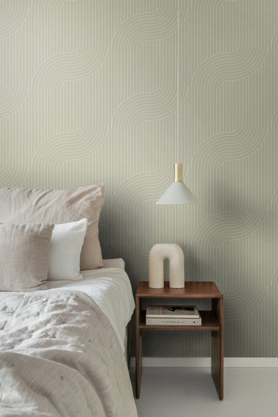 ESTAhome Tapete grafische Linien Salbeigrün - 50 x 900 cm - 139926