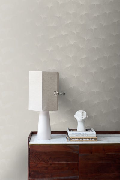Origin Wallcoverings Tapete Ginkgoblätter Warmgrau - 53 cm x 10.05 m - 347749