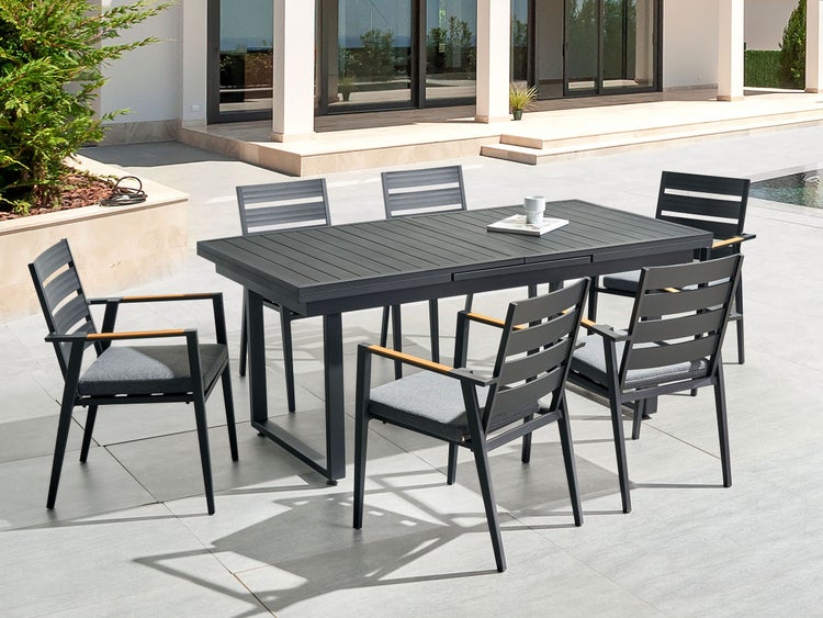 Gartenmöbel Set 6-Sitzer VALCANETTO/TAVIANO Metall Schwarz