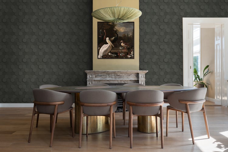 Origin Wallcoverings Tapete 3D Wabenmuster Schwarz - 53 cm x 10.05 m - 347854