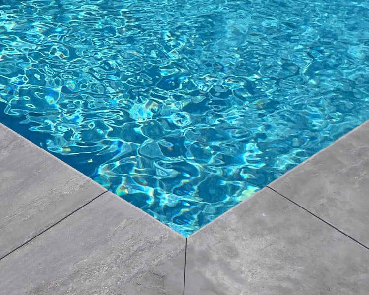 Wohnrausch Keramik Poolumrandung Beckenrandstein FUME, 60 x 30 x 3 cm, 1 Rundkante, grau-beige