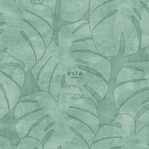 ESTAhome Tapete Monstera-Blätter Mintgrün - 53 cm x 10.05 m - 139003