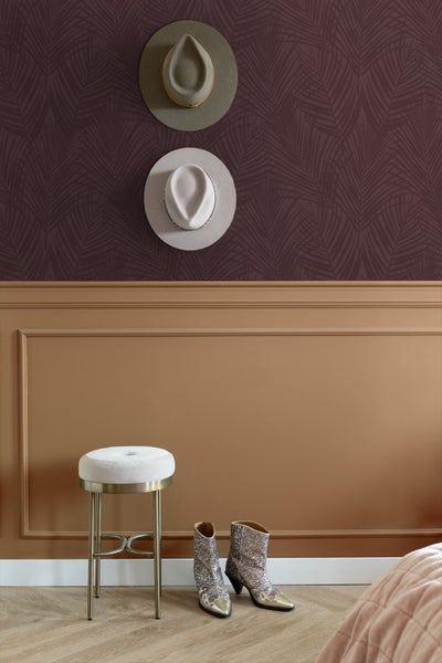 ESTAhome Tapete Palmblätter Aubergineviolett - 50 x 900 cm - 131217