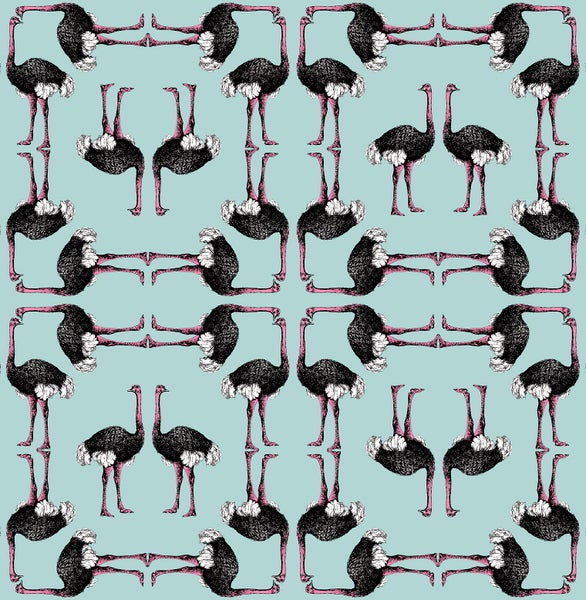 Walls4You Tapete Flamingos Türkis und Schwarz - 53 cm x 10 m - 640122