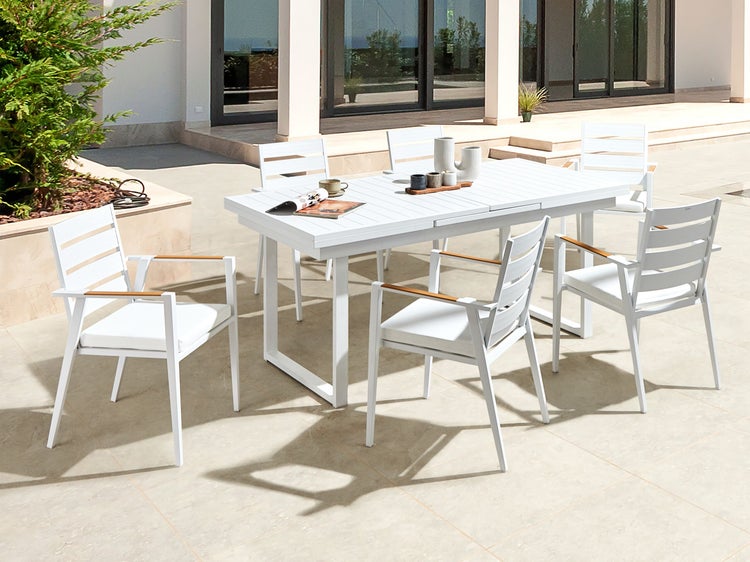 Gartenmöbel Set 6-Sitzer VALCANETTO/TAVIANO Metall Weiß